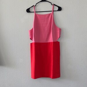 French Connection Two-Tone Pink and Red Backless Dress